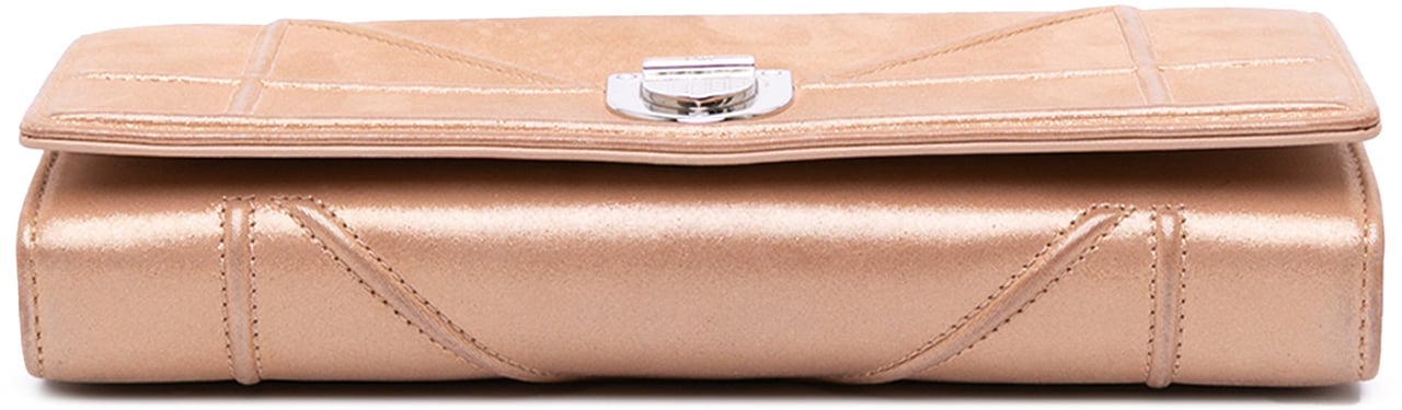 Dior Metallic Grained Calfskin Diorama Wallet on Chain Goud