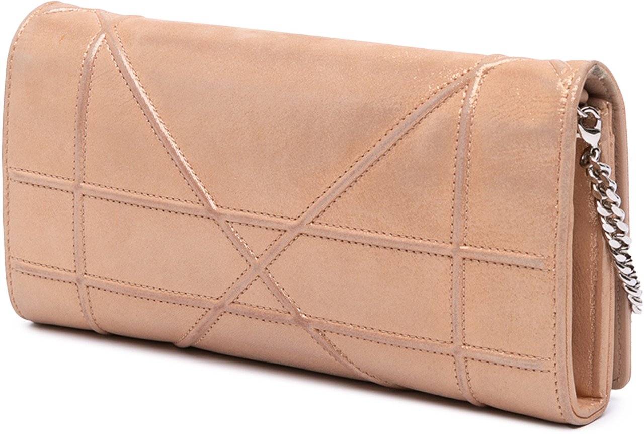 Dior Metallic Grained Calfskin Diorama Wallet on Chain Goud