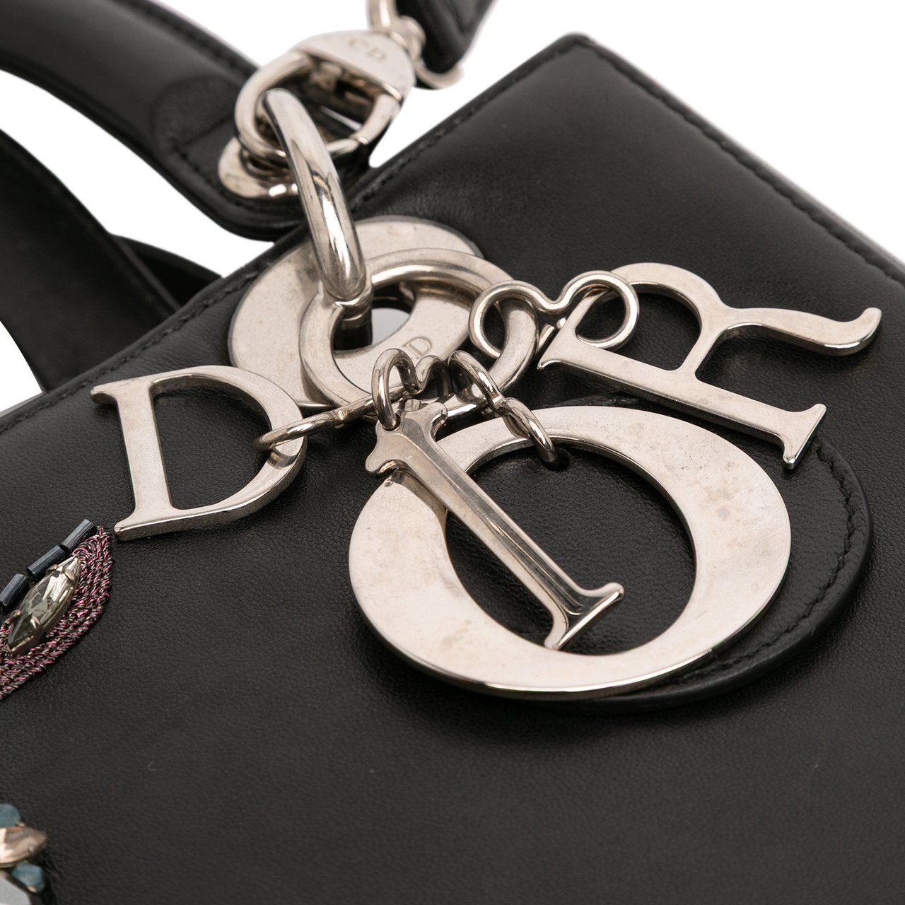 Dior Medium Beaded Floral Embellished Lambskin Lady Dior Zwart