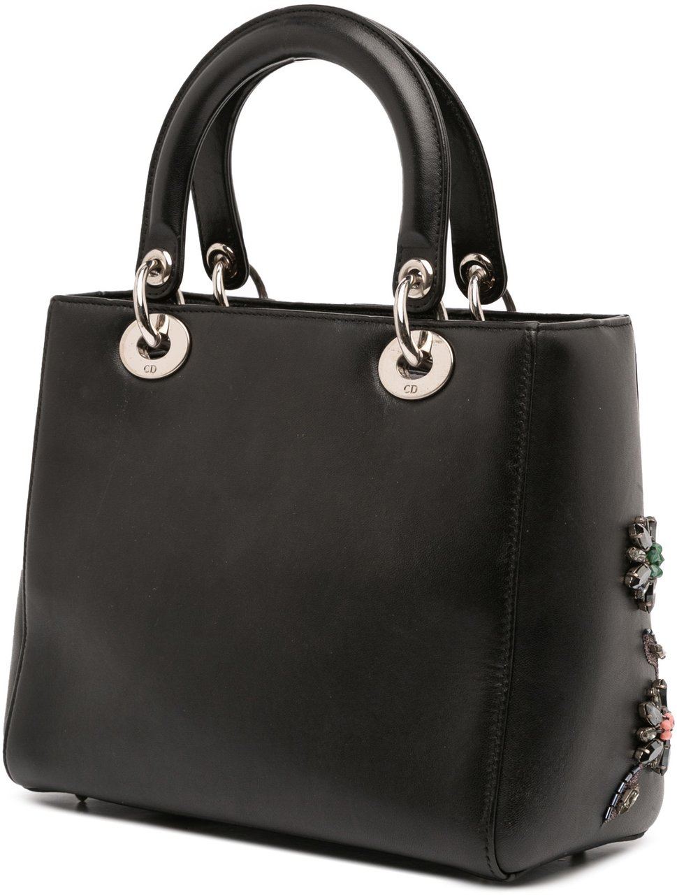 Dior Medium Beaded Floral Embellished Lambskin Lady Dior Zwart