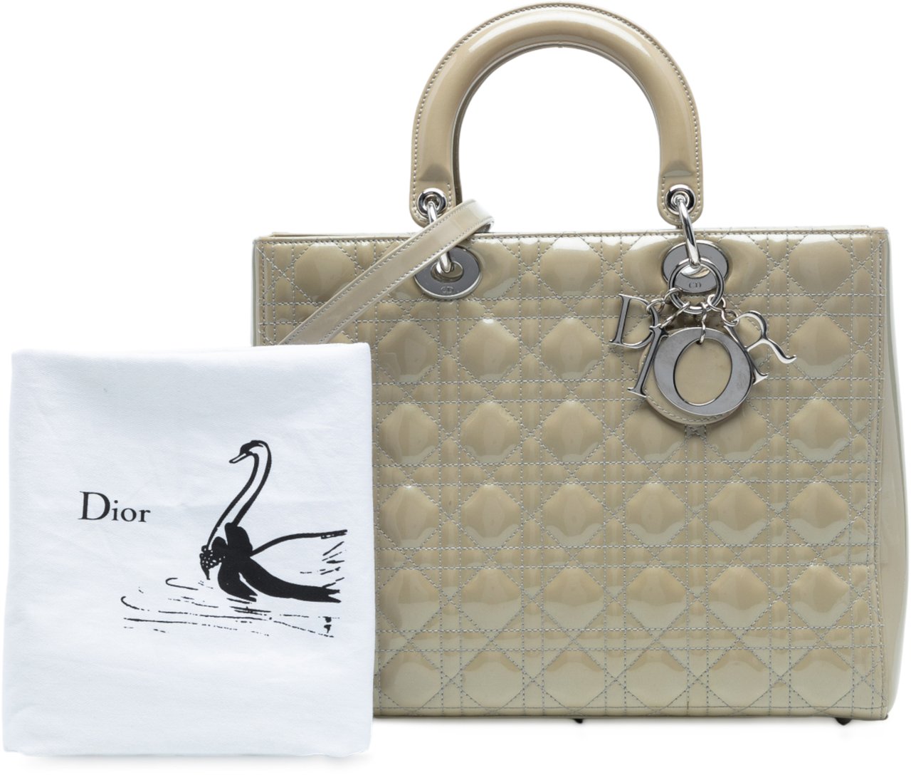 Dior Large Patent Cannage Lady Dior Bruin