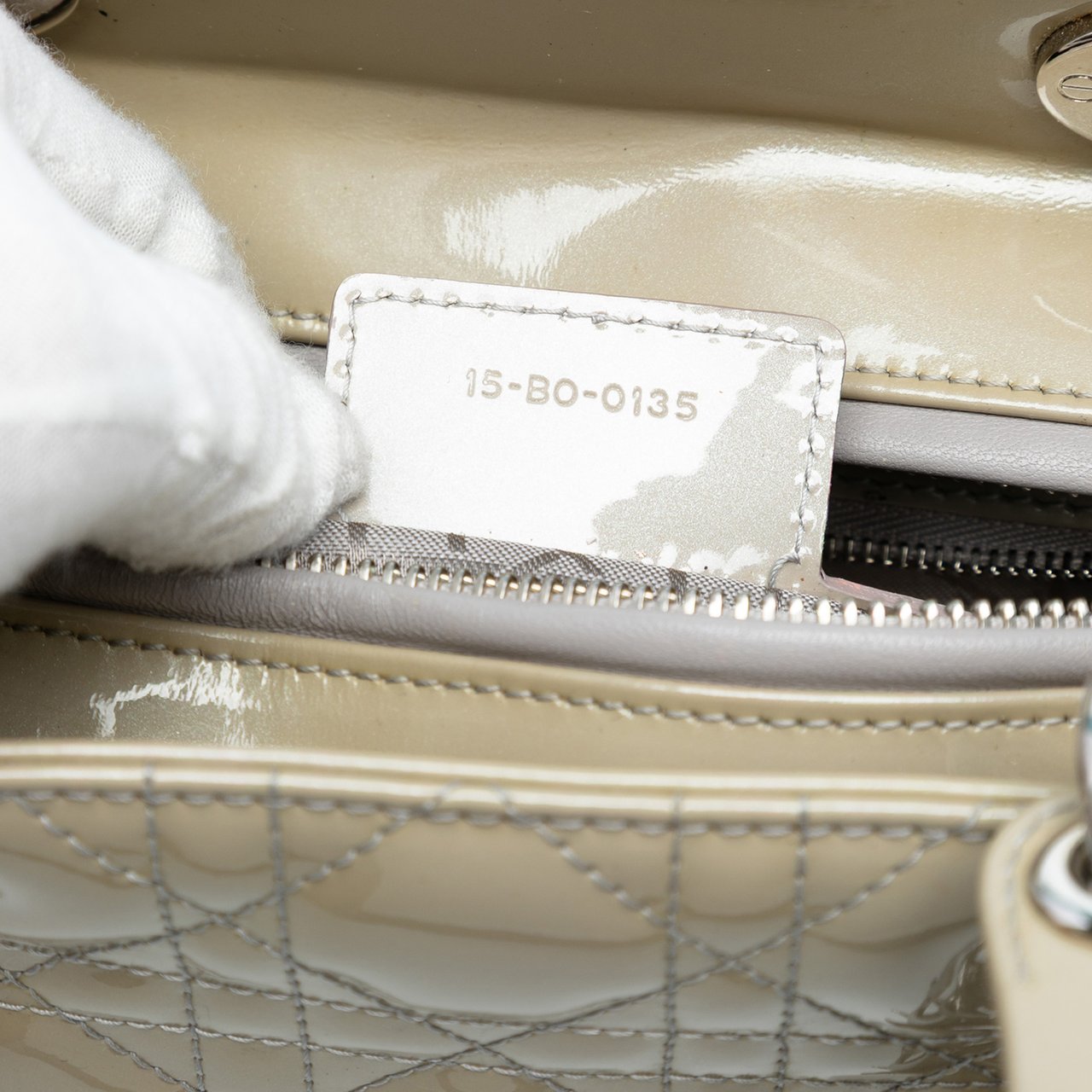 Dior Large Patent Cannage Lady Dior Bruin