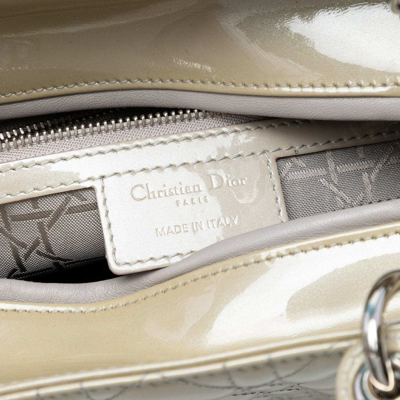 Dior Large Patent Cannage Lady Dior Bruin