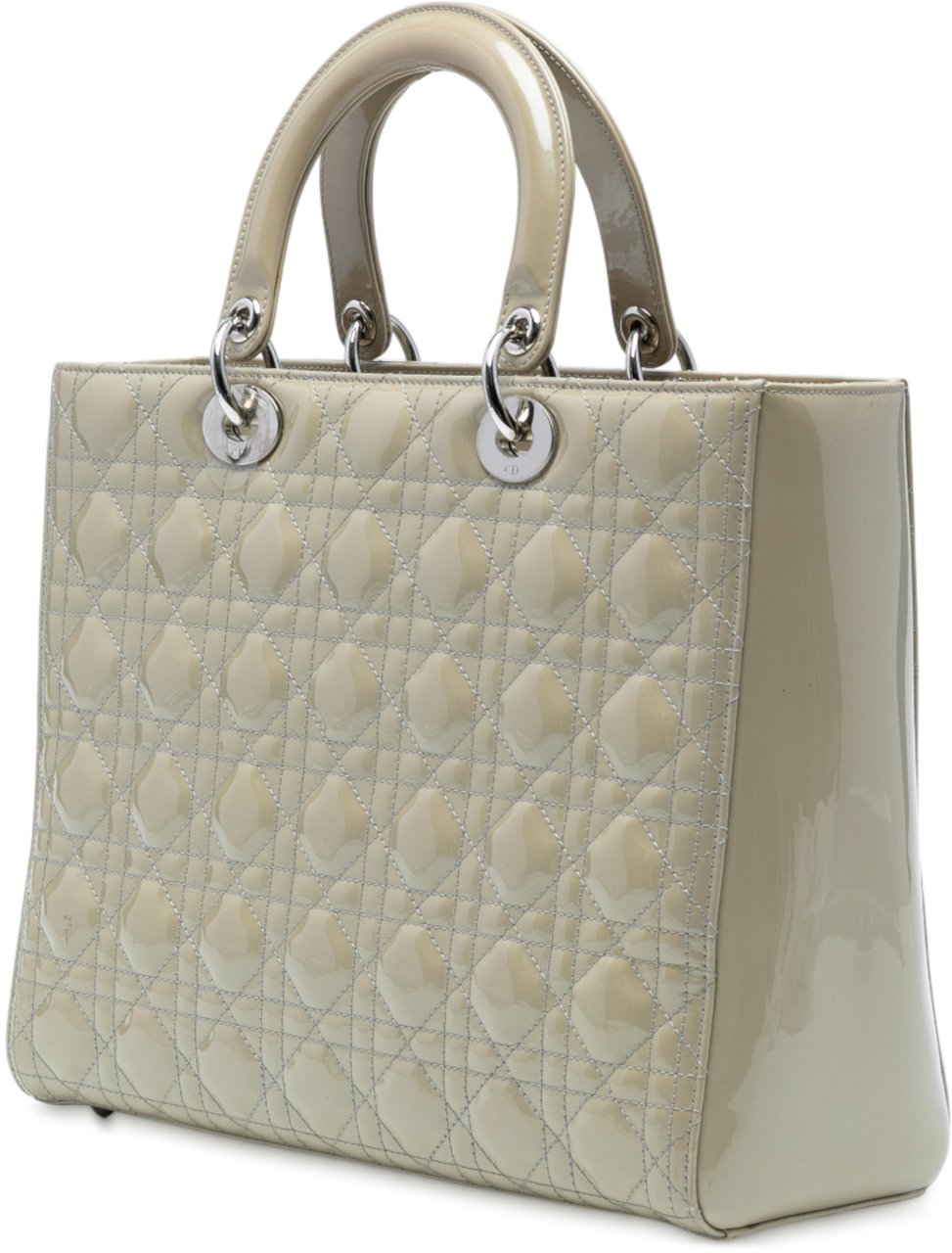 Dior Large Patent Cannage Lady Dior Bruin