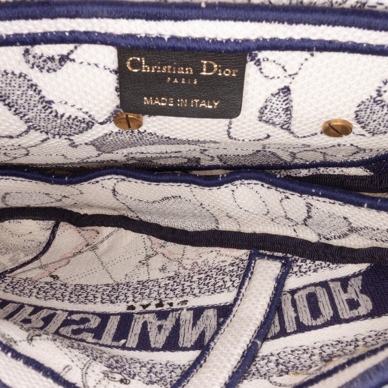 Dior Canvas Embroidered Around the World Saddle Bag Blauw