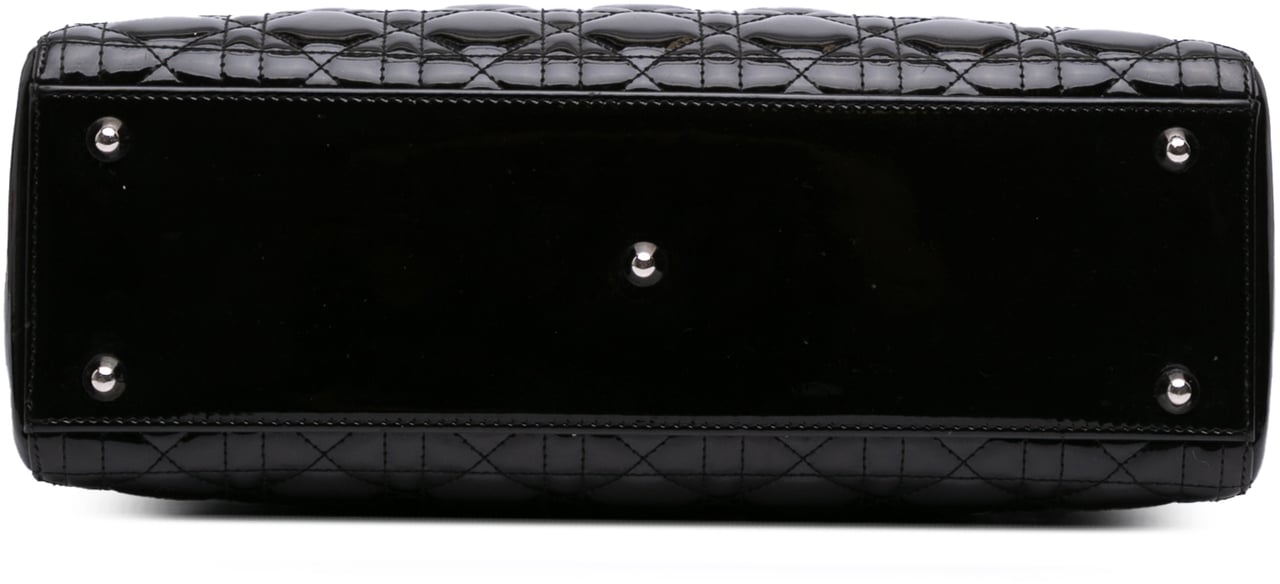 Dior Large Patent Cannage Lady Dior Zwart