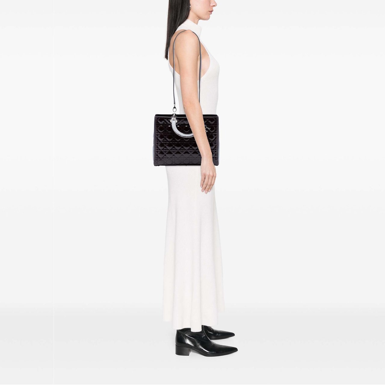 Dior Large Patent Cannage Lady Dior Paars