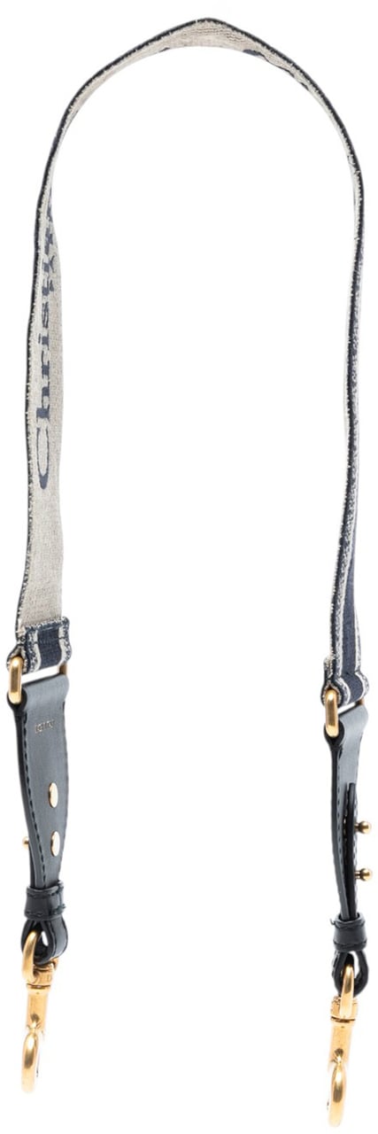 Dior Embroidered Canvas Logo Shoulder Strap Blauw