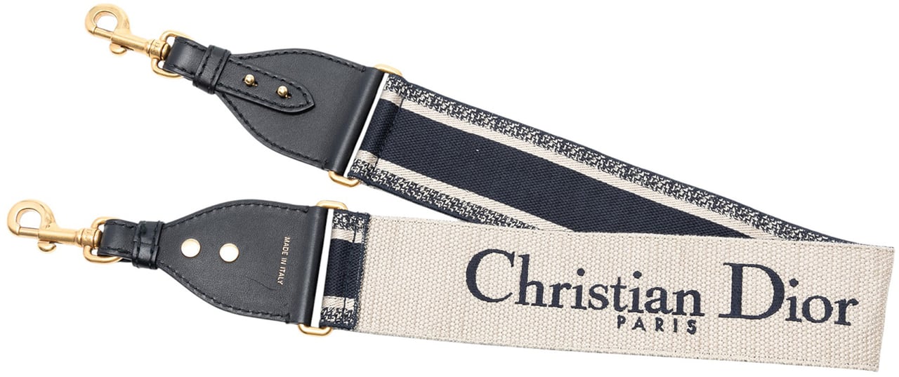 Dior Embroidered Canvas Logo Shoulder Strap Blauw