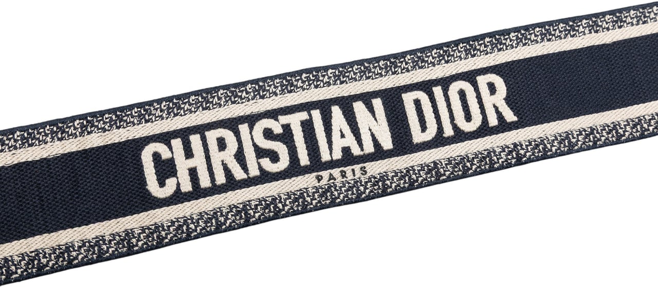 Dior Embroidered Canvas Logo Shoulder Strap Blauw