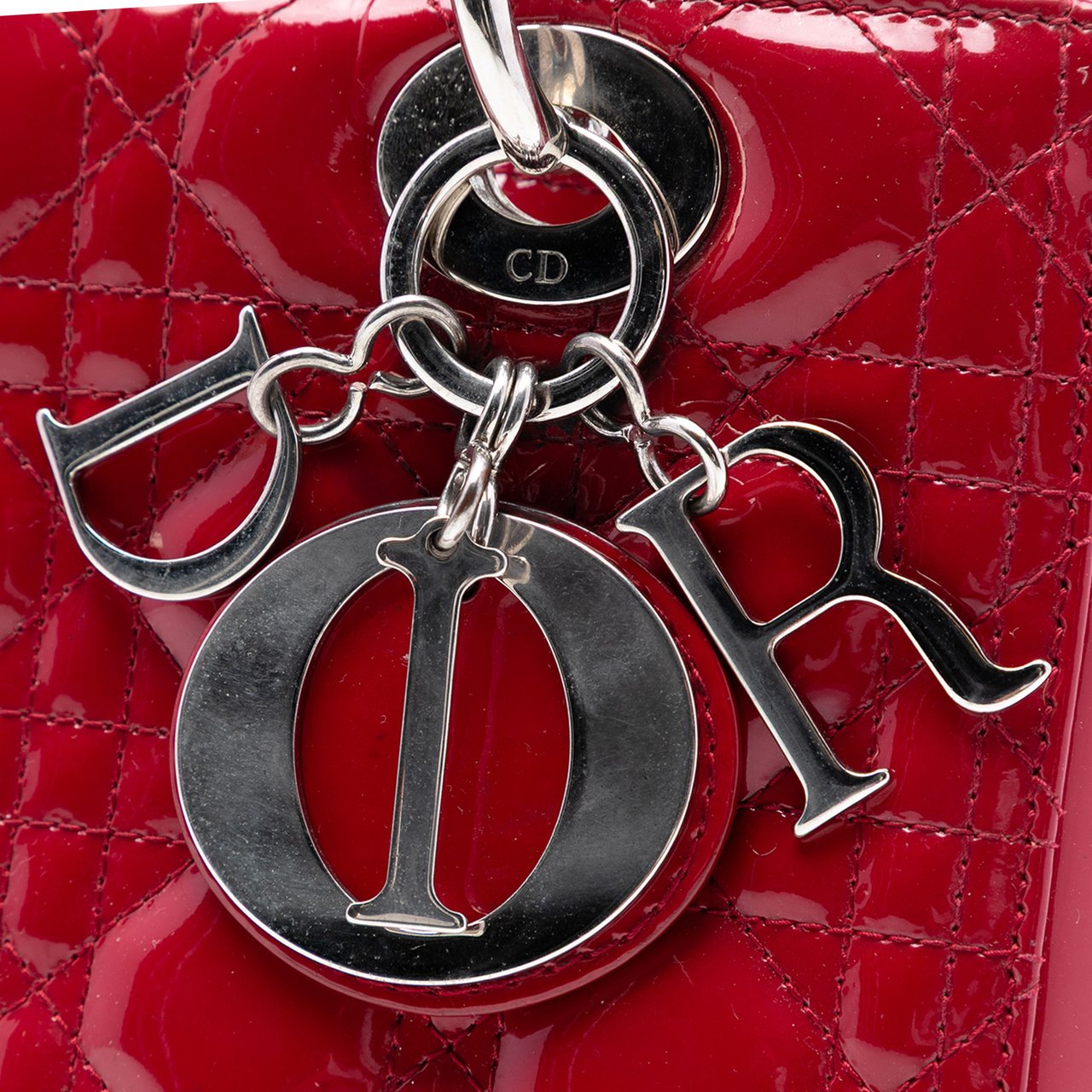 Dior Medium Patent Cannage Lady Dior Rood