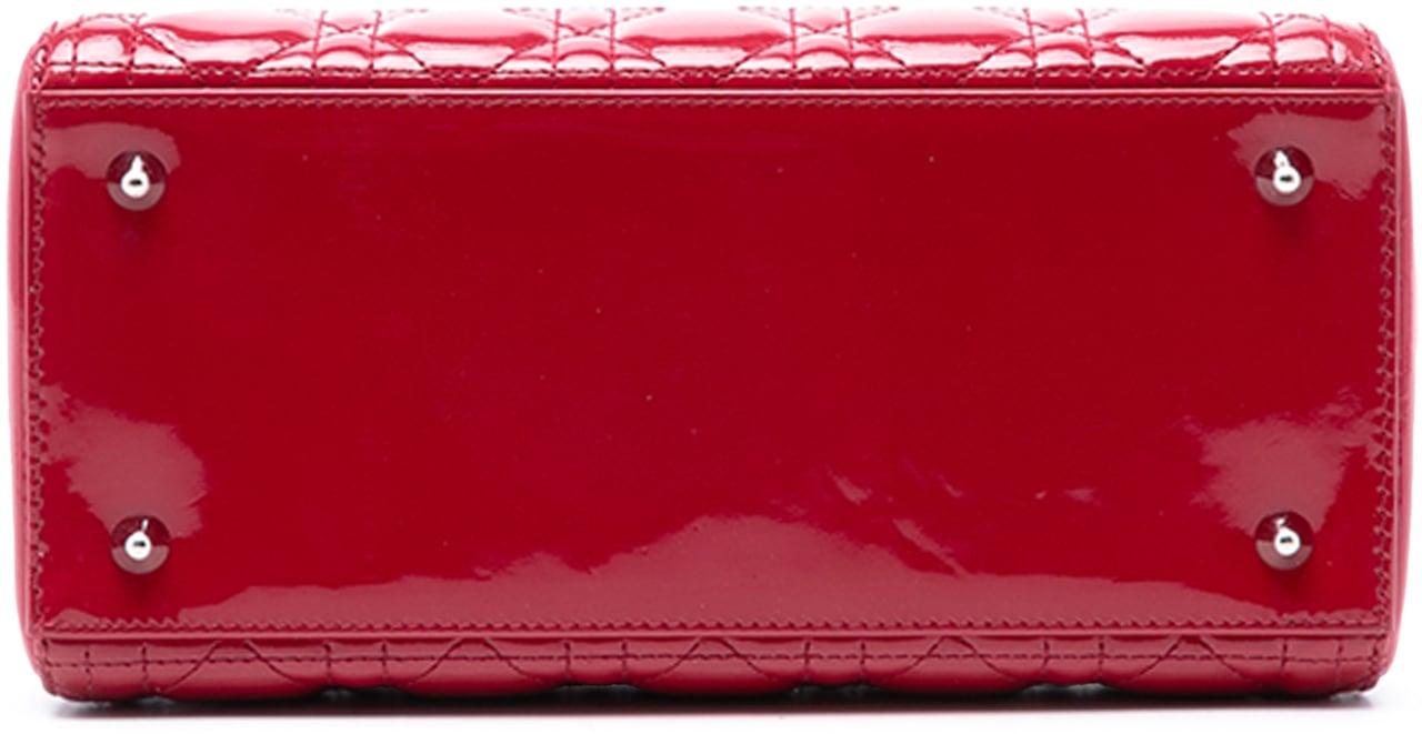 Dior Medium Patent Cannage Lady Dior Rood