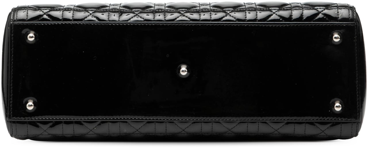 Dior Large Patent Cannage Lady Dior Zwart