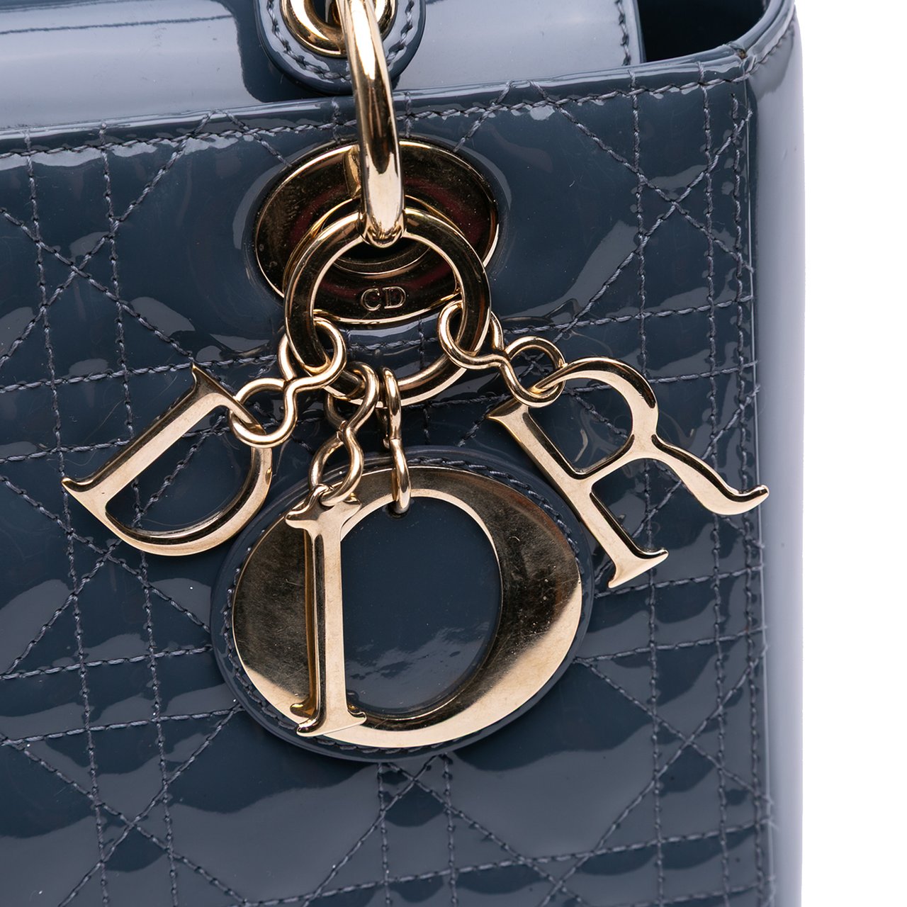 Dior Medium Patent Cannage Lady Dior Blauw