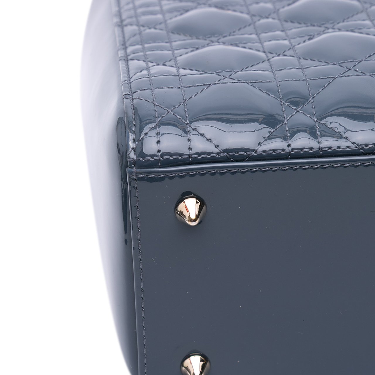 Dior Medium Patent Cannage Lady Dior Blauw