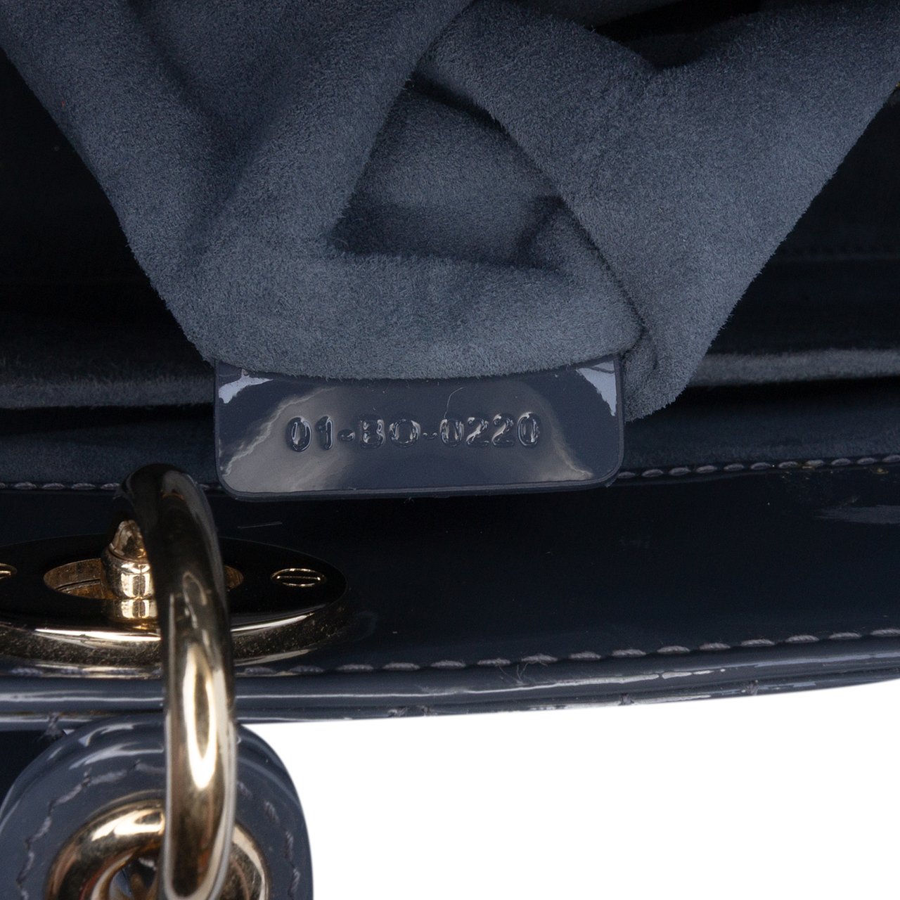 Dior Medium Patent Cannage Lady Dior Blauw