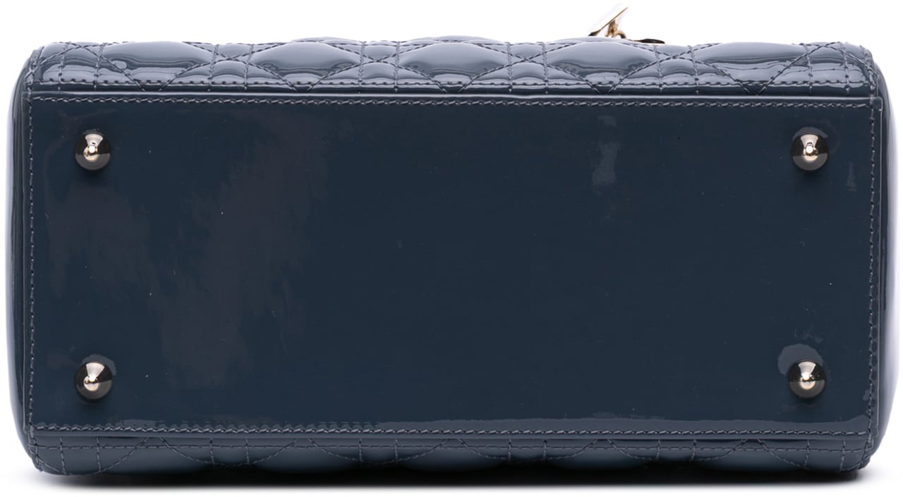 Dior Medium Patent Cannage Lady Dior Blauw