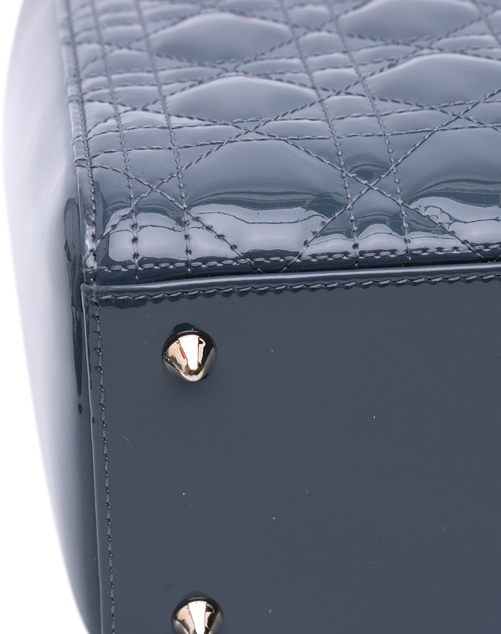 Dior Medium Patent Cannage Lady Dior Blauw