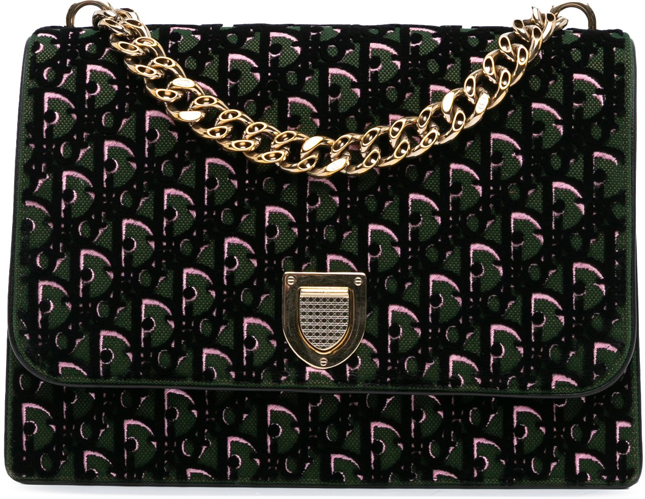 Dior Oblique Velvet Diorama Satchel Groen