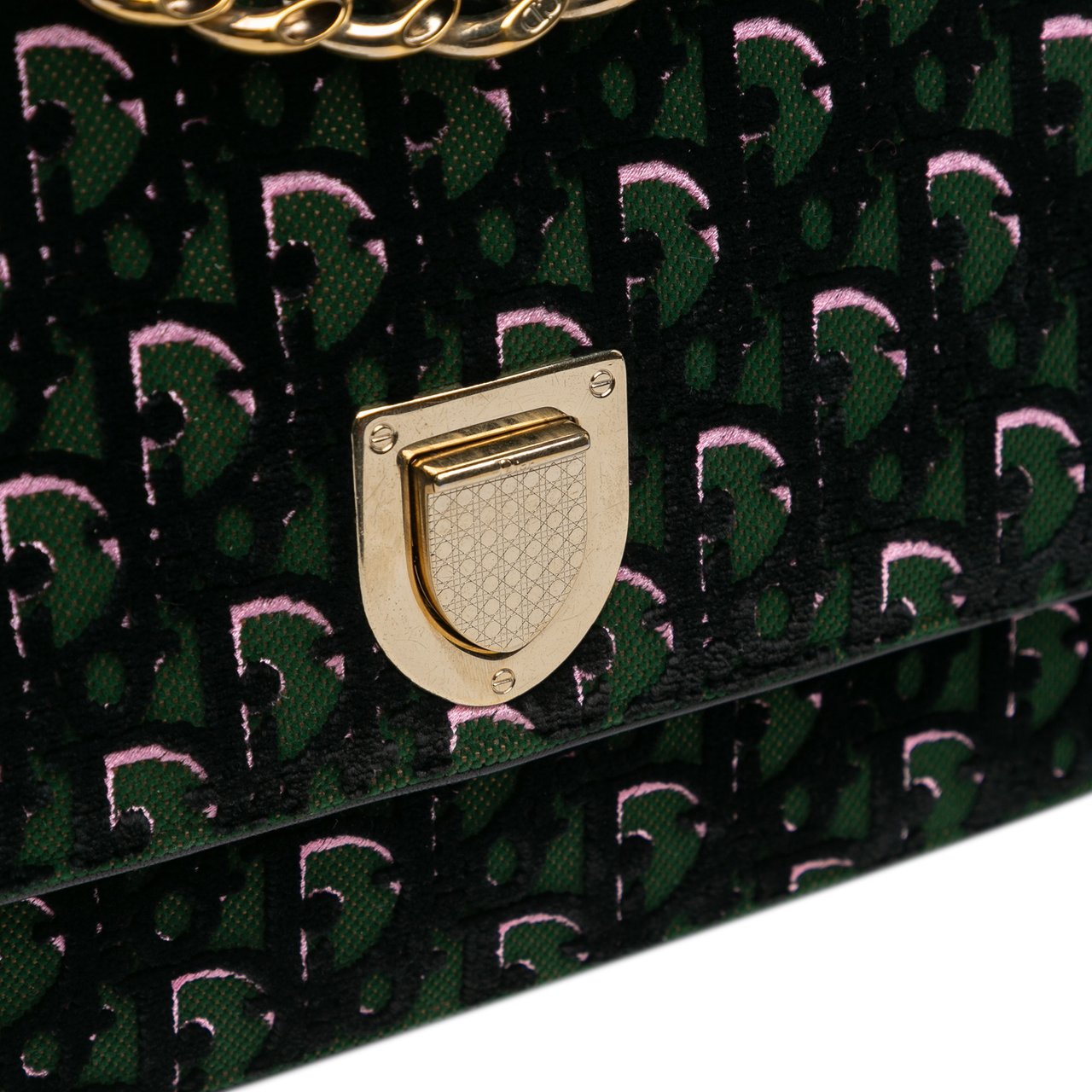 Dior Oblique Velvet Diorama Satchel Groen