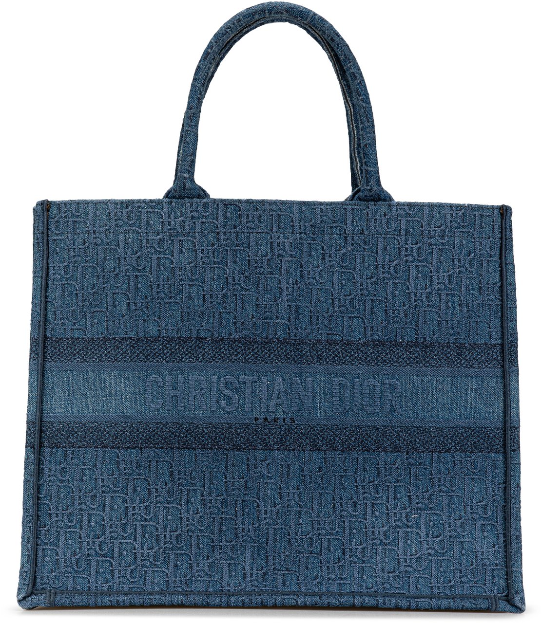 Dior Large Oblique Denim Book Tote Blauw
