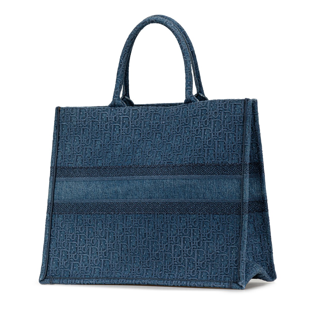 Dior Large Oblique Denim Book Tote Blauw
