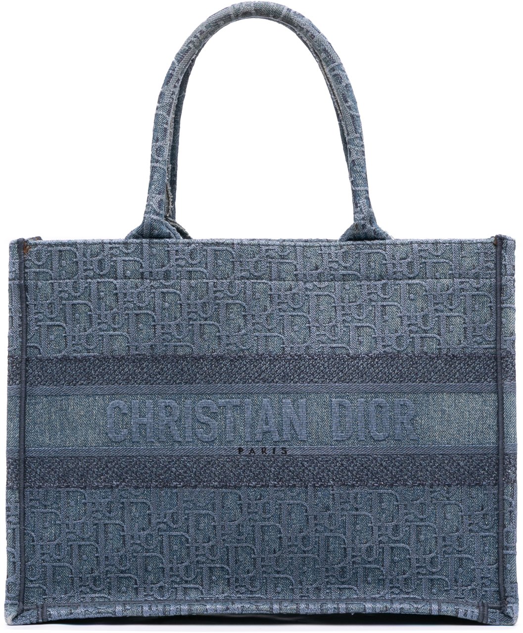 Dior Medium Oblique Denim Book Tote Blauw