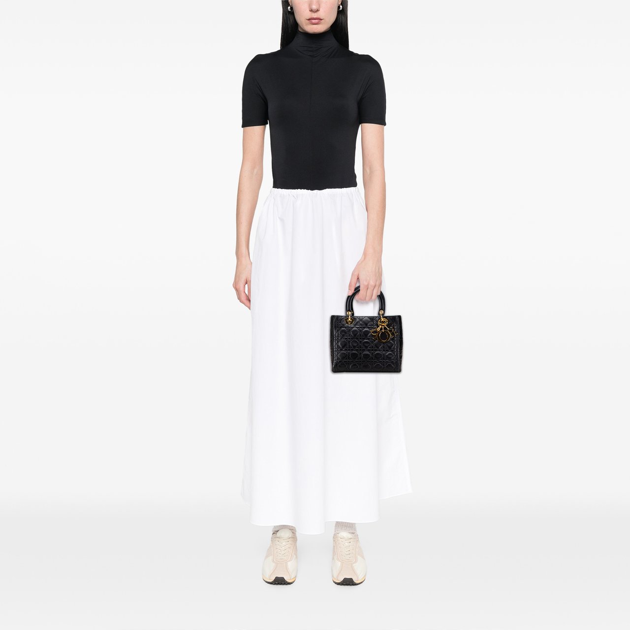 Dior Medium Lambskin Cannage Lady Dior Zwart