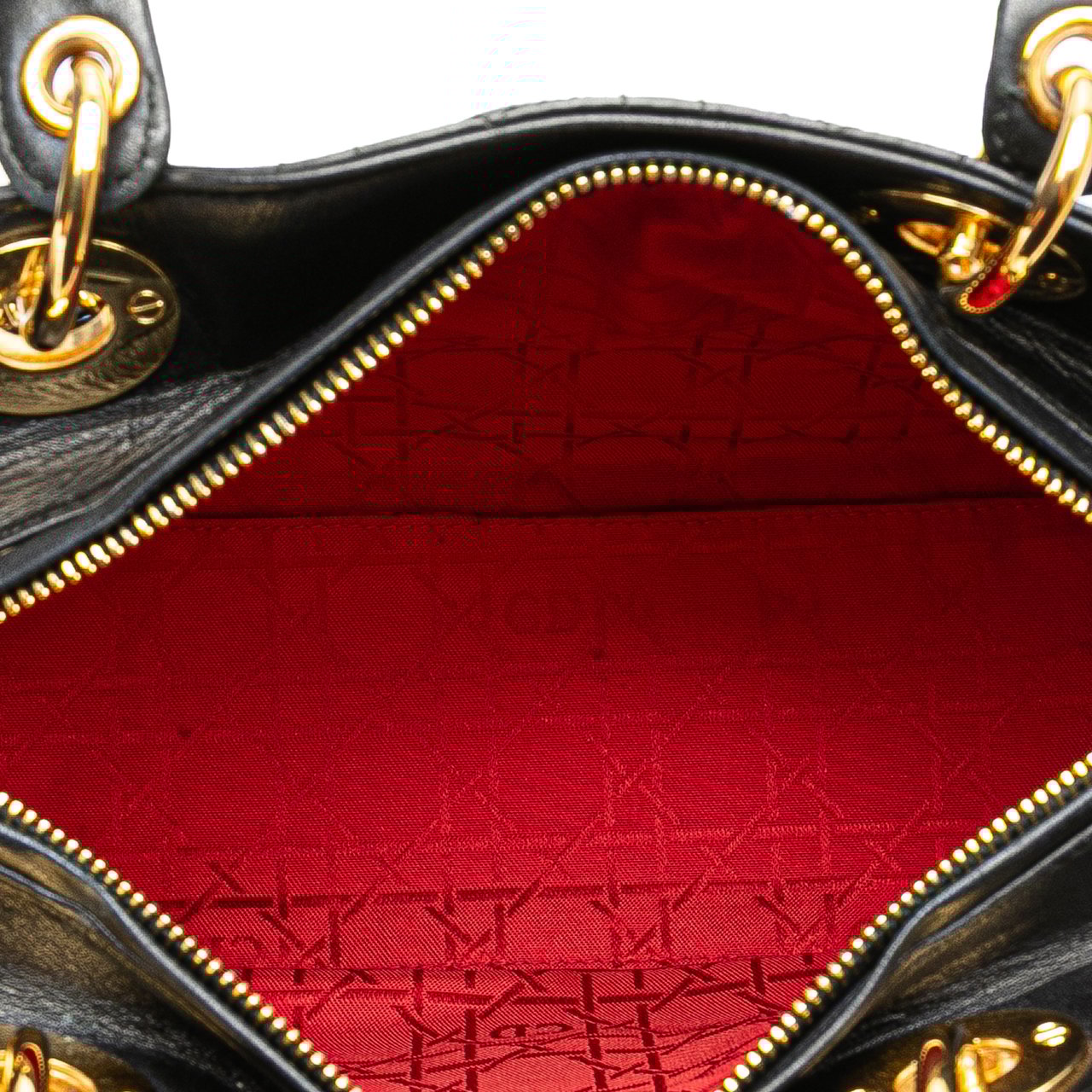 Dior Medium Lambskin Cannage Lady Dior Zwart
