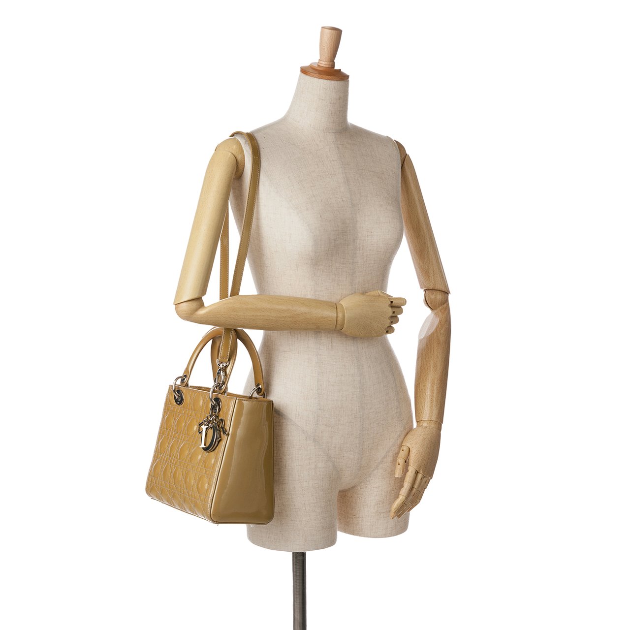 Dior Medium Patent Cannage Lady Dior Bruin