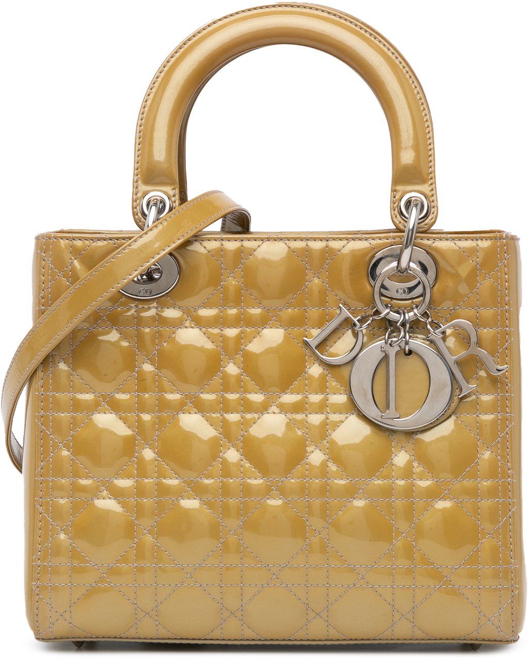 Dior Medium Patent Cannage Lady Dior Bruin