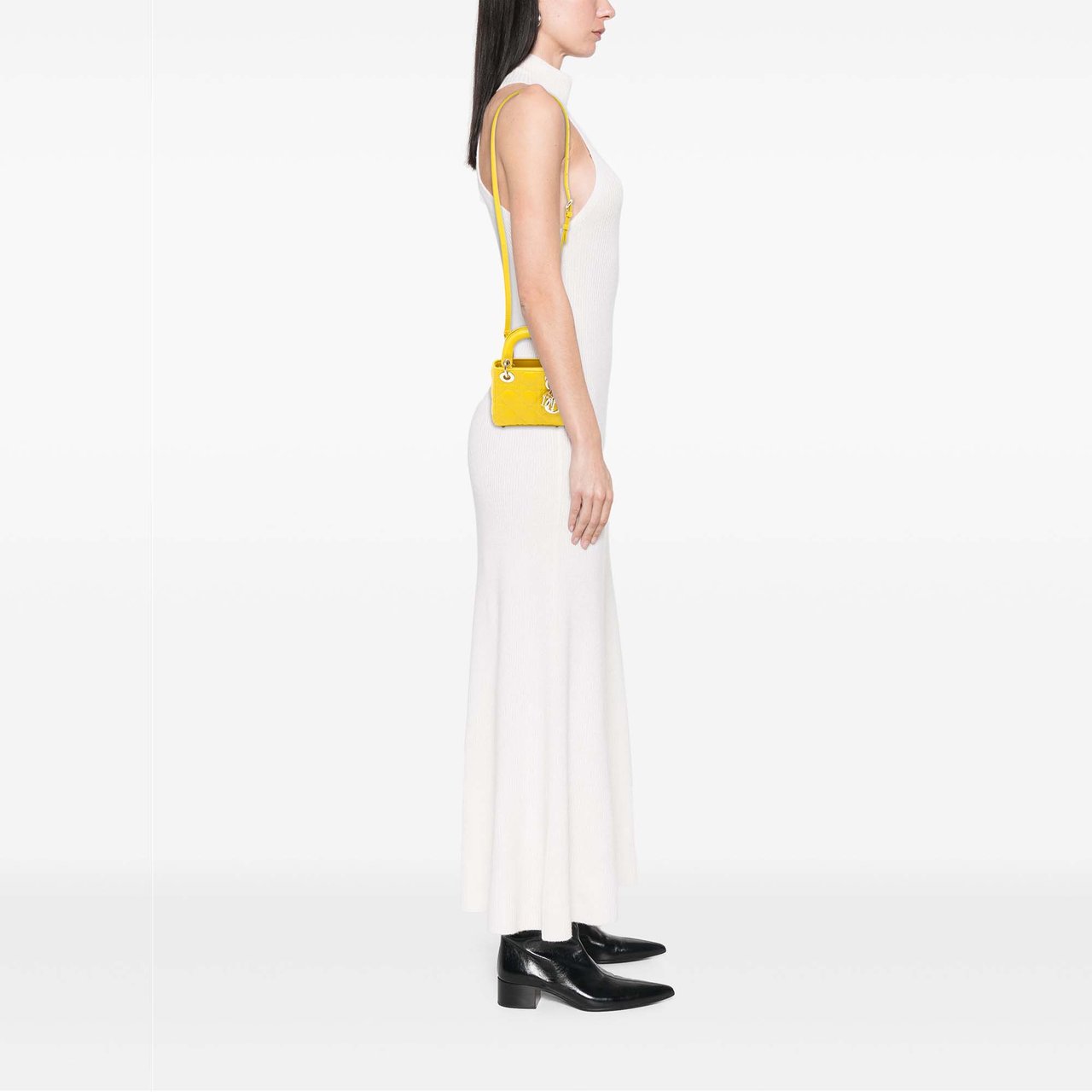 Dior Micro Lambskin Cannage Lady Dior Geel