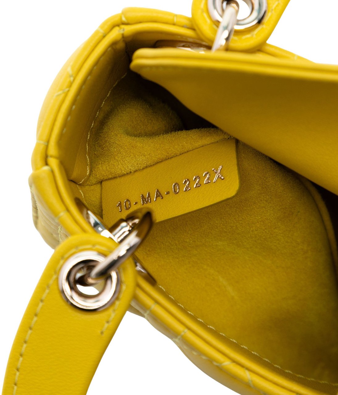 Dior Micro Lambskin Cannage Lady Dior Geel