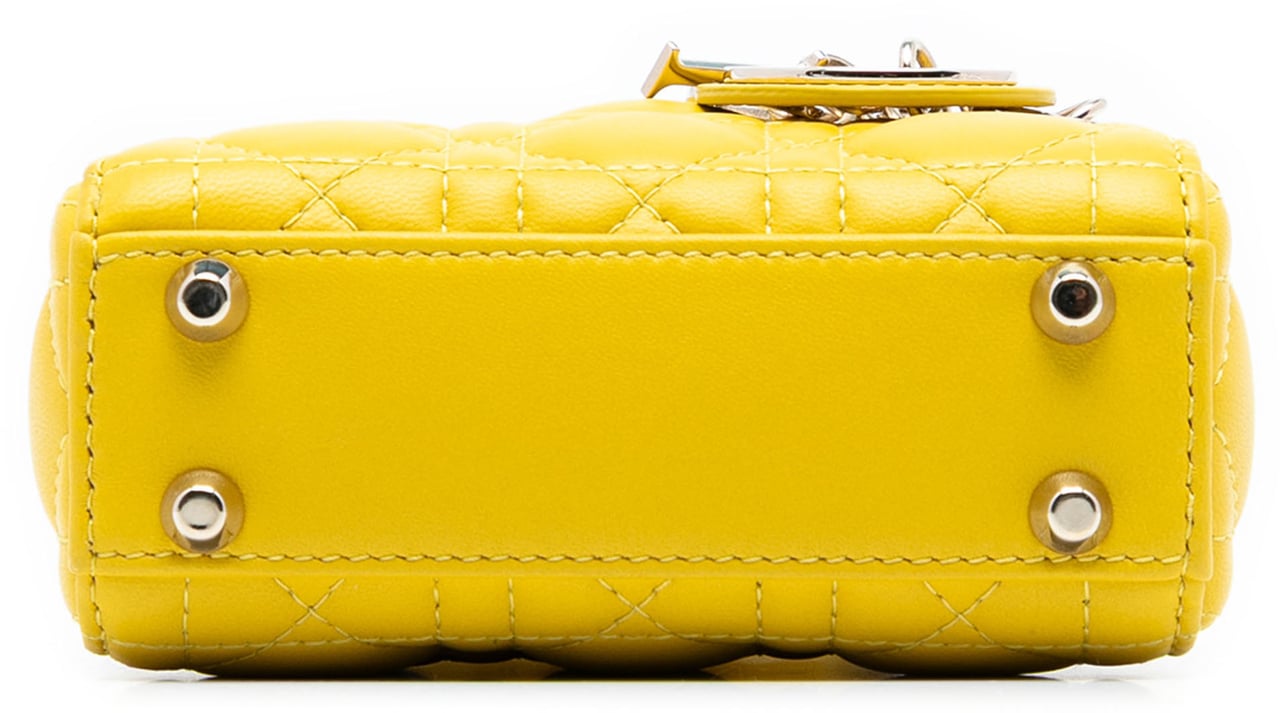 Dior Micro Lambskin Cannage Lady Dior Geel