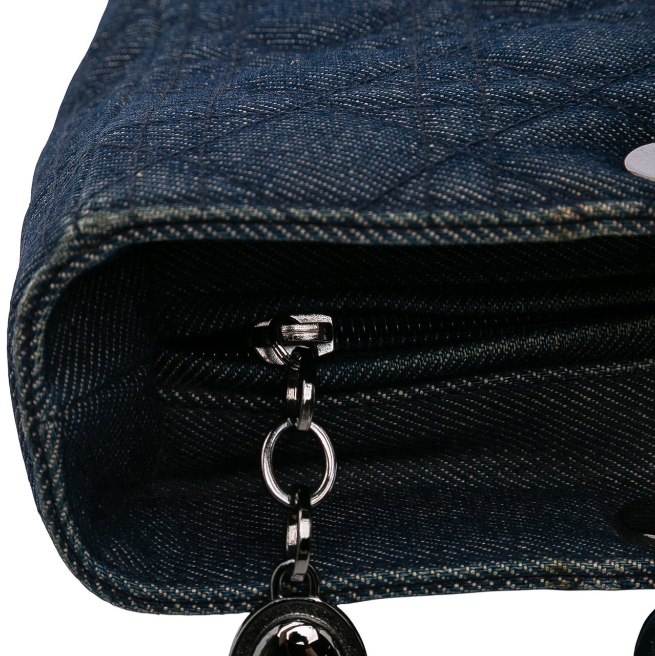 Dior Large Denim Cannage Lady Dior Blauw