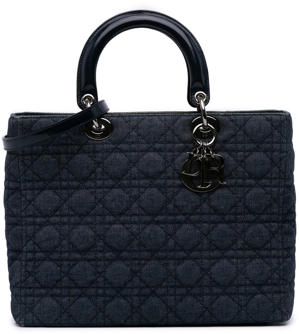 Dior Large Denim Cannage Lady Dior Blauw