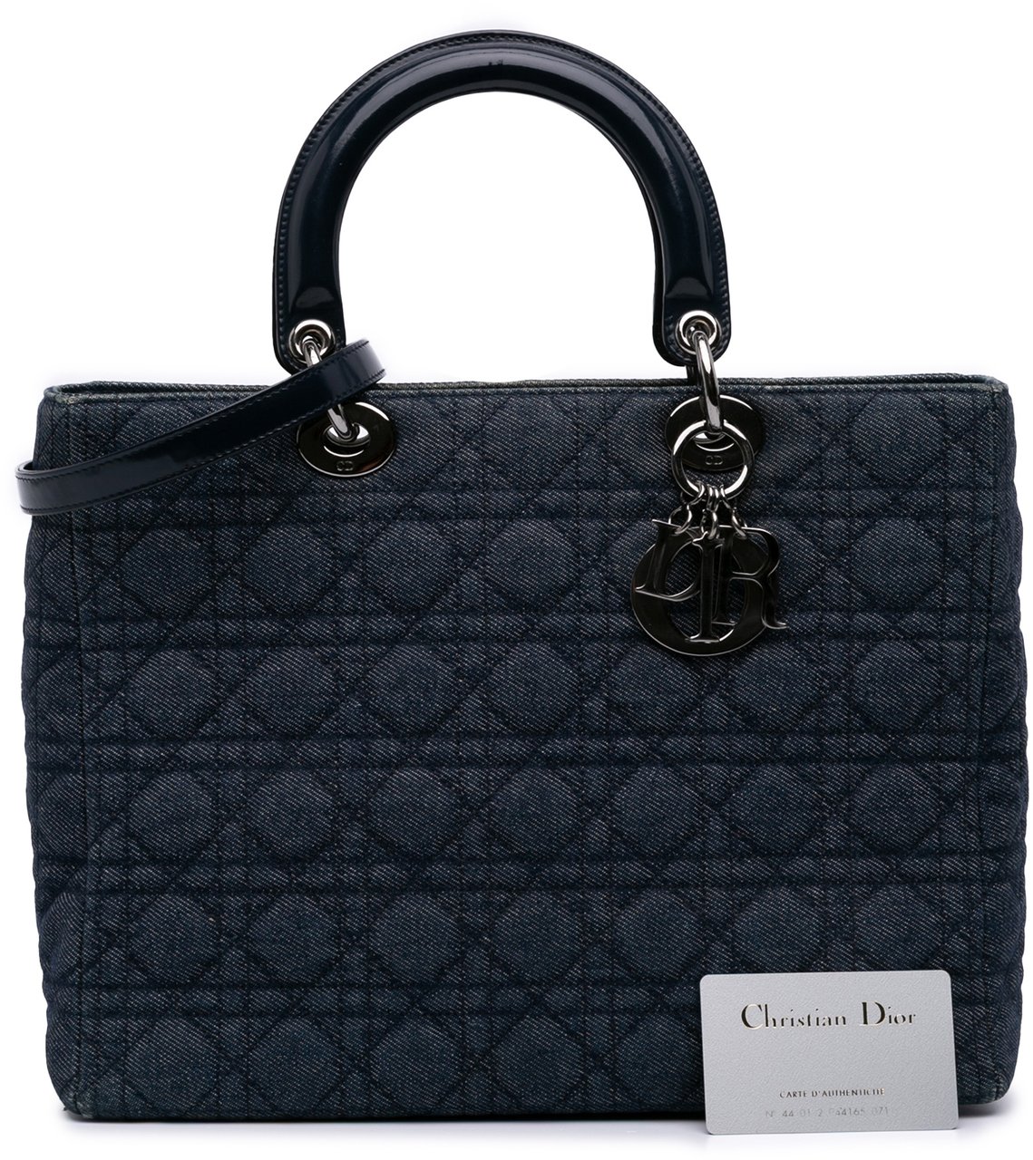 Dior Large Denim Cannage Lady Dior Blauw