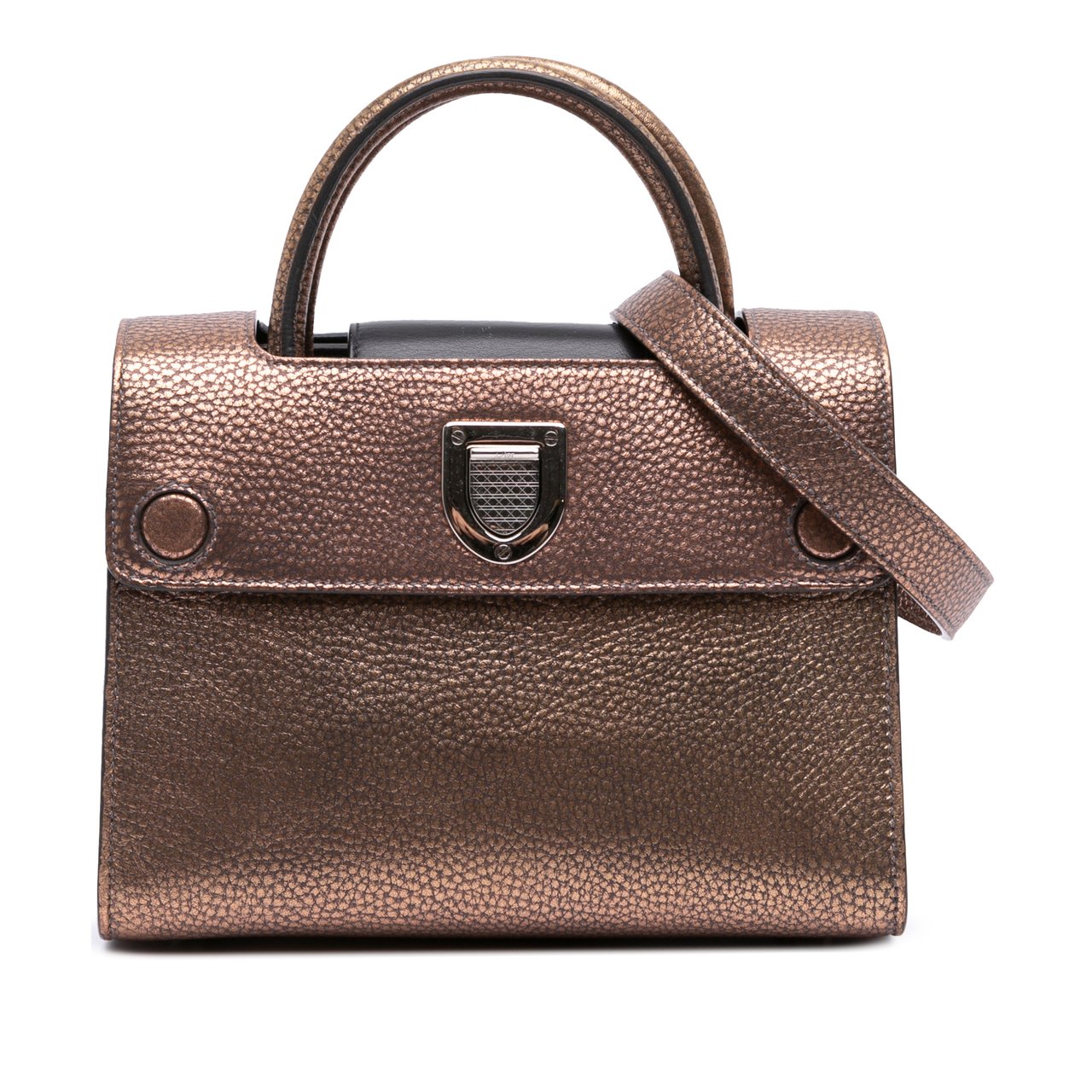 Dior Mini Metallic Grained Calfskin Diorever Satchel Bruin