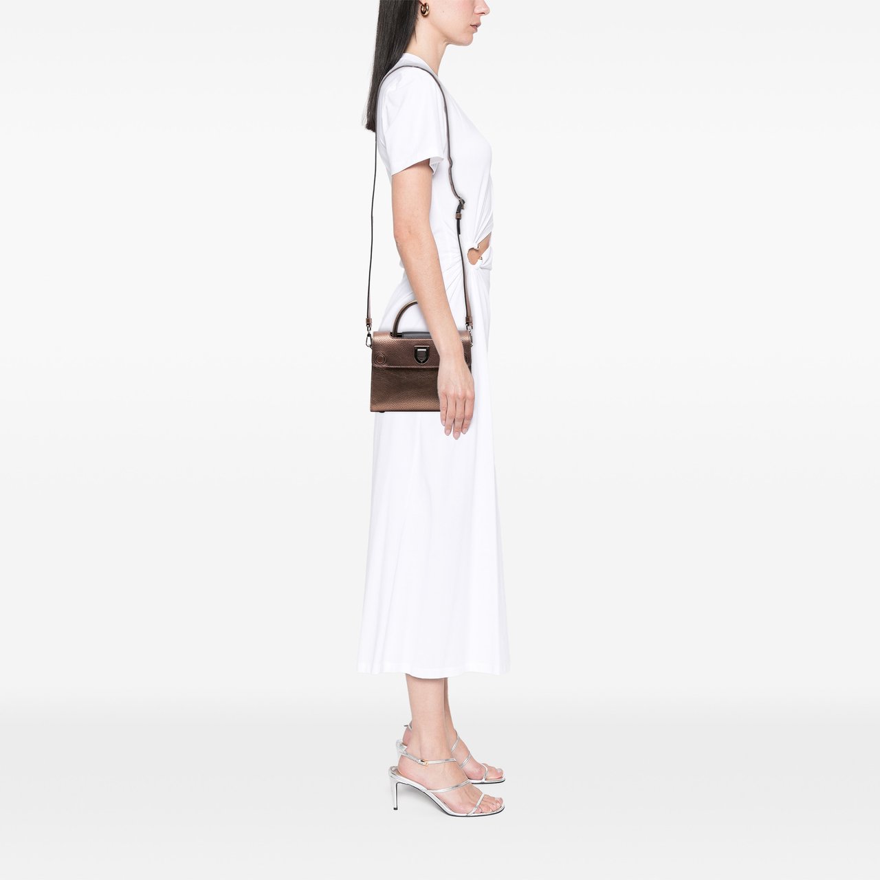 Dior Mini Metallic Grained Calfskin Diorever Satchel Bruin