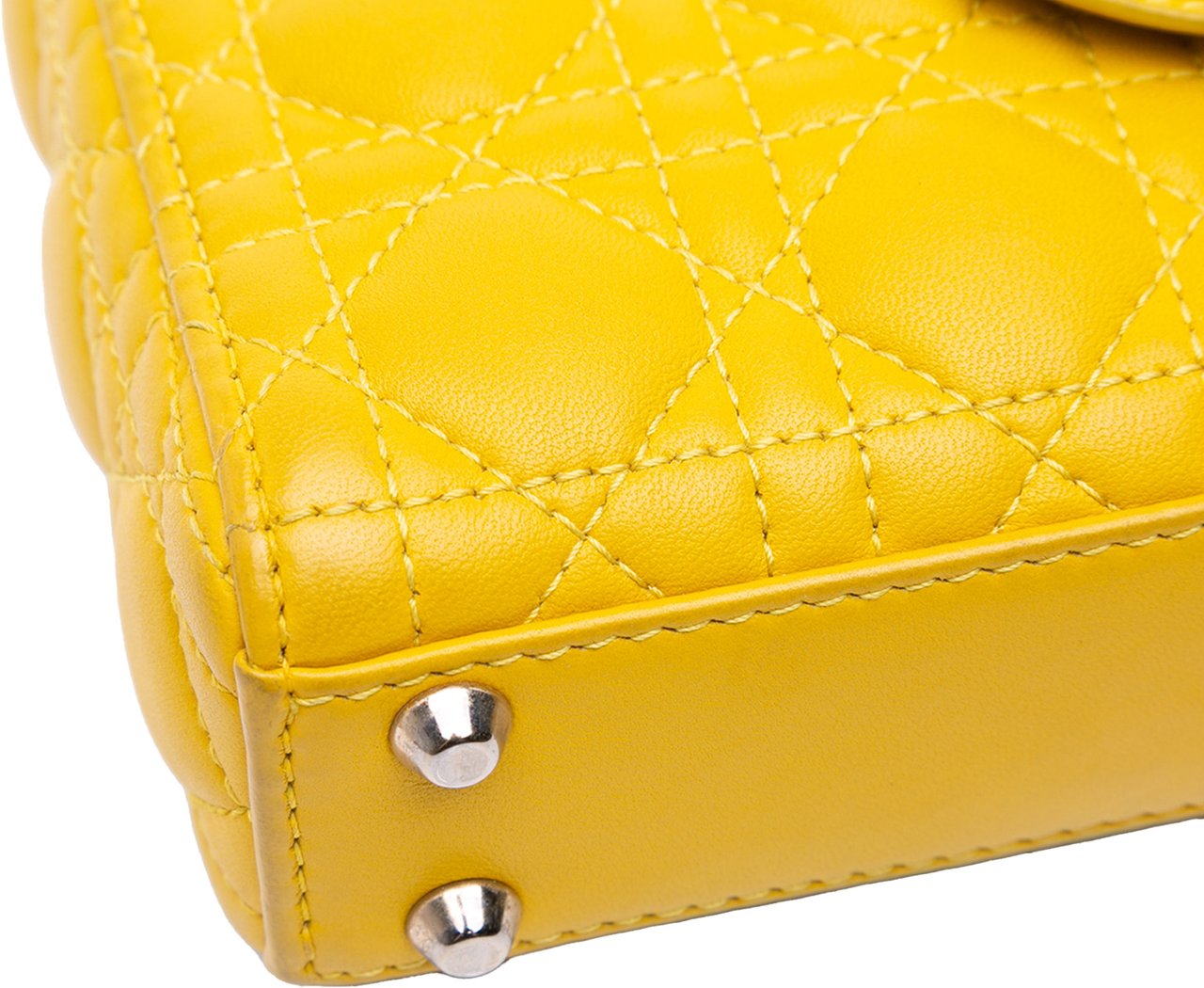 Dior Micro Lambskin Cannage Lady Dior Geel
