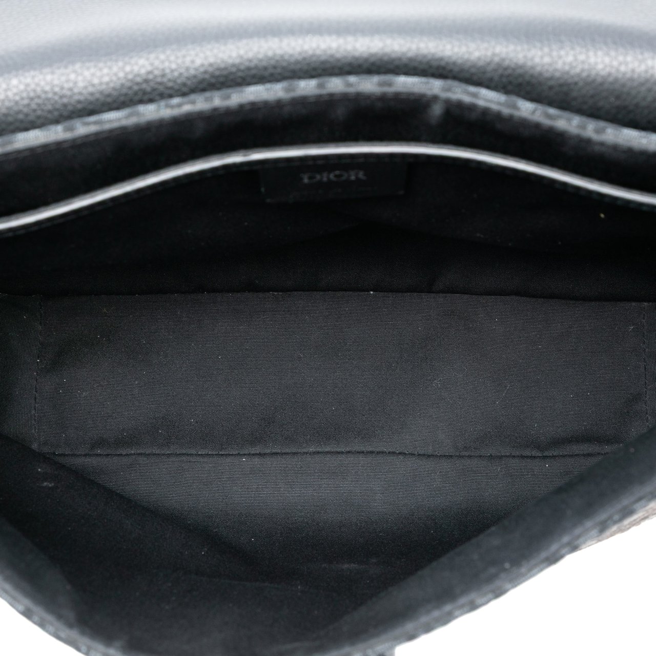 Dior Medium Oblique Canvas and Grained Calfskin Saddle Messenger Bag with Flap Zwart