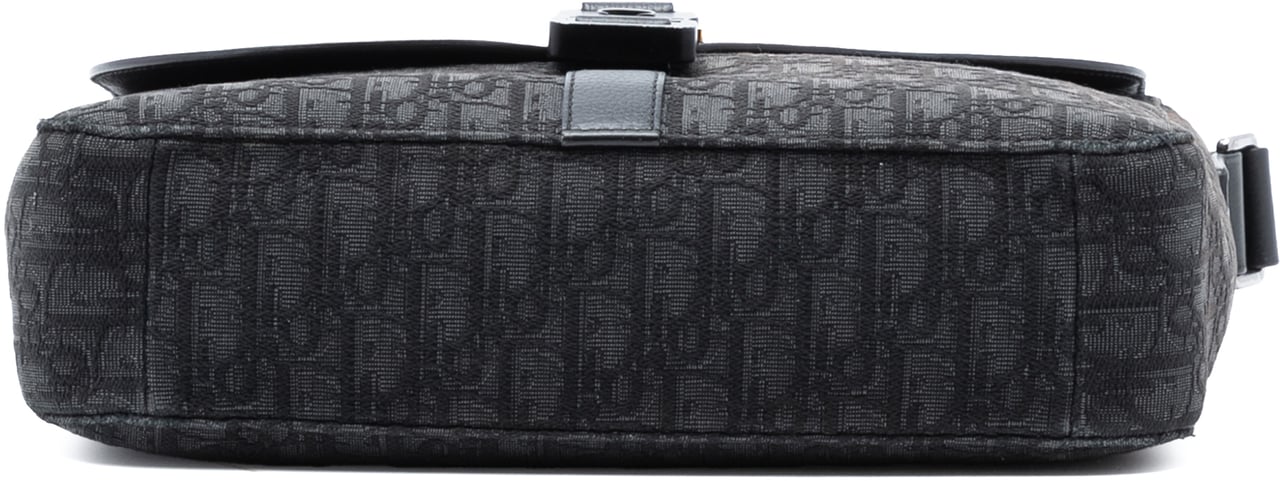 Dior Medium Oblique Canvas and Grained Calfskin Saddle Messenger Bag with Flap Zwart