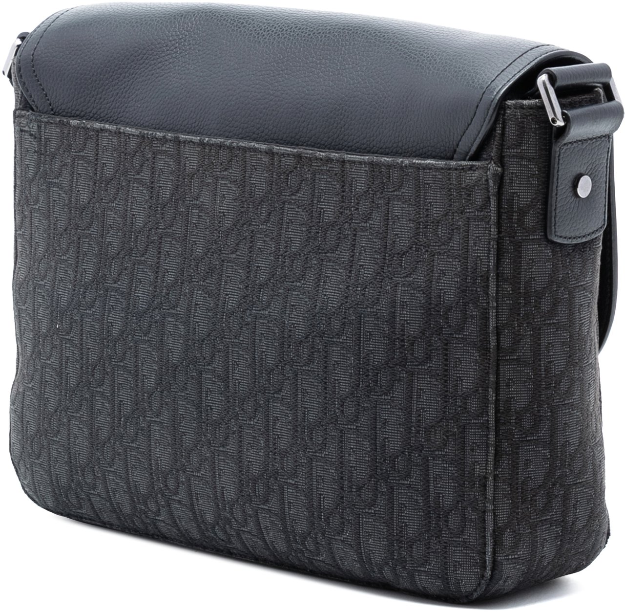 Dior Medium Oblique Canvas and Grained Calfskin Saddle Messenger Bag with Flap Zwart