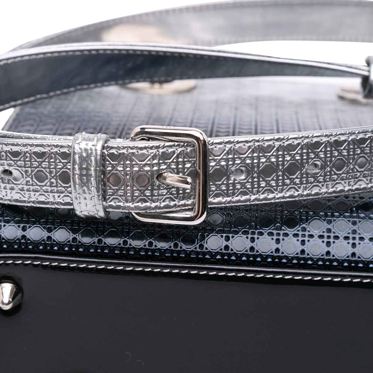 Dior Medium Ombre Metallic Patent Microcannage Lady Dior Zilver