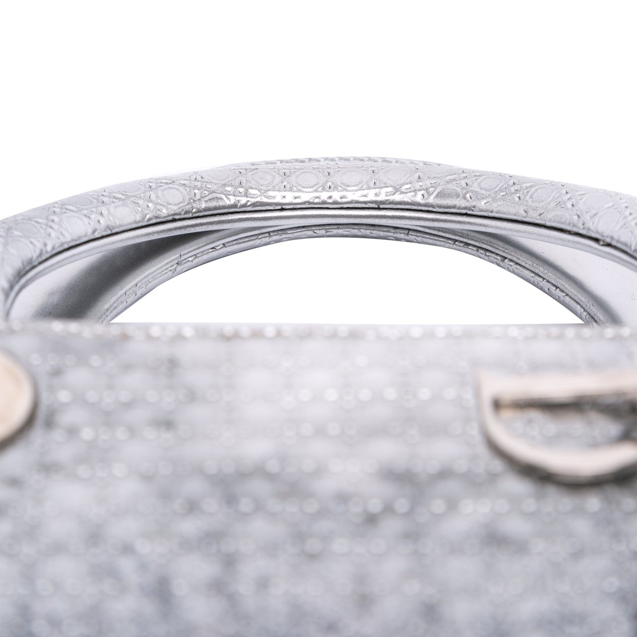 Dior Medium Ombre Metallic Patent Microcannage Lady Dior Zilver