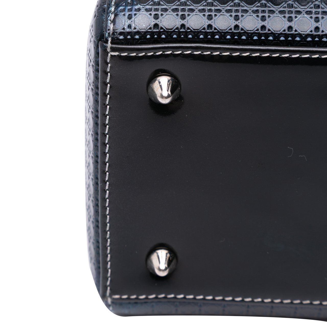 Dior Medium Ombre Metallic Patent Microcannage Lady Dior Zilver