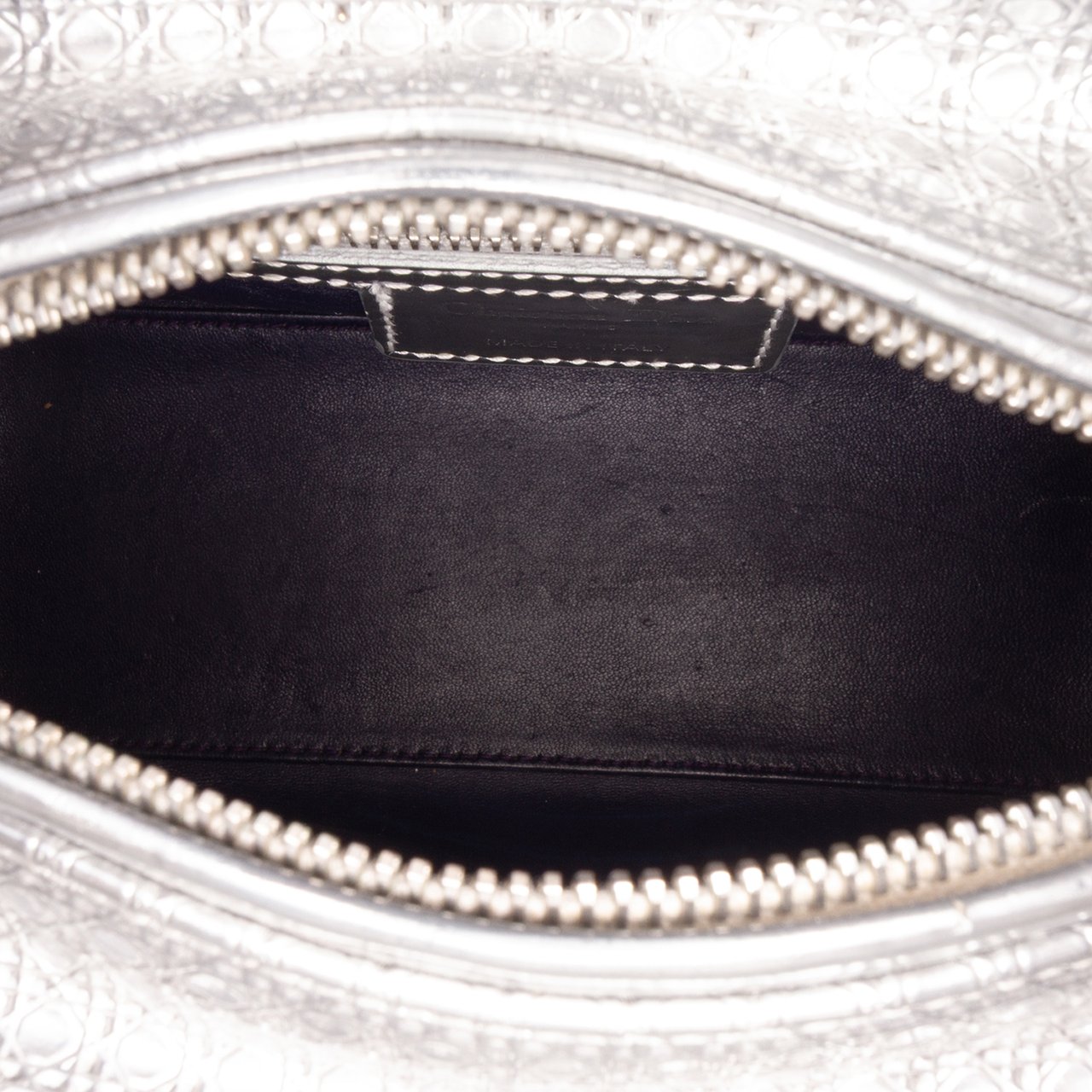 Dior Medium Ombre Metallic Patent Microcannage Lady Dior Zilver