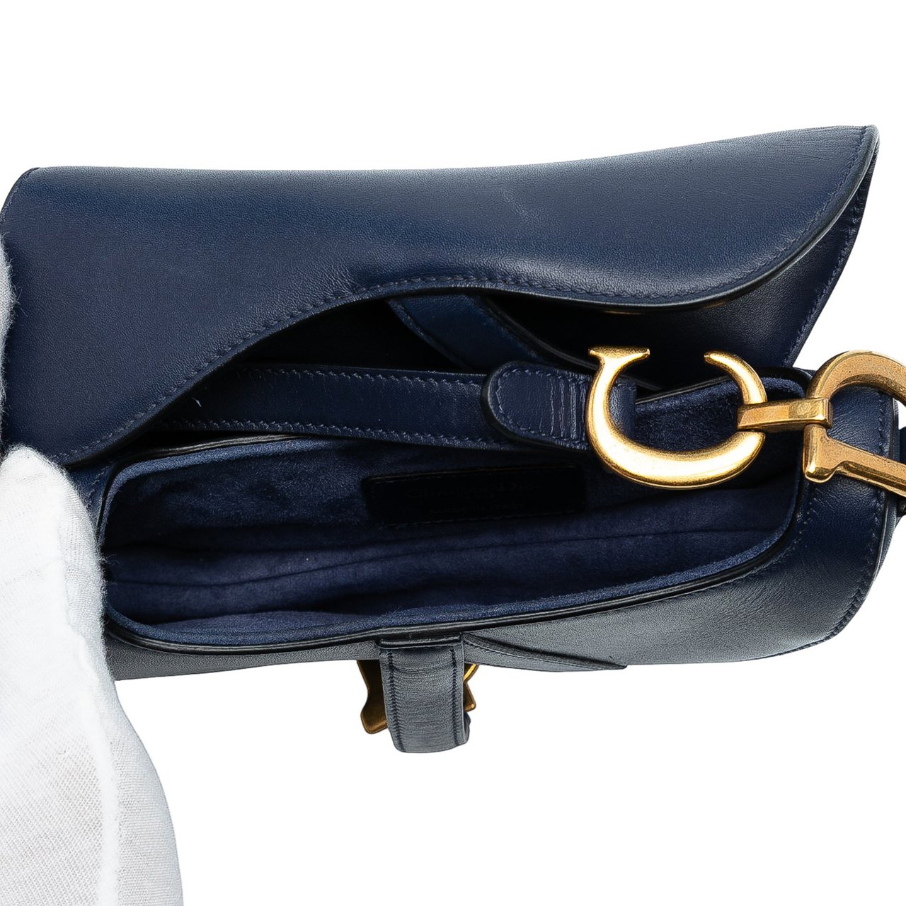 Dior Mini Smooth Calfskin Saddle Bag Blauw