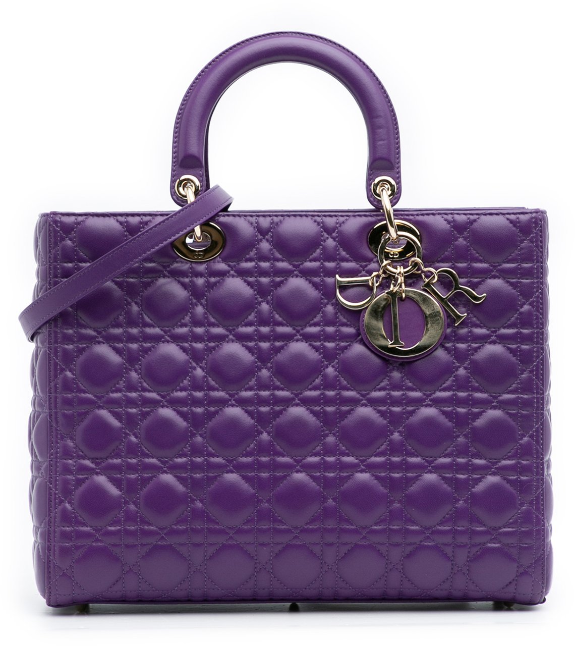Dior Large Lambskin Cannage Lady Dior Paars