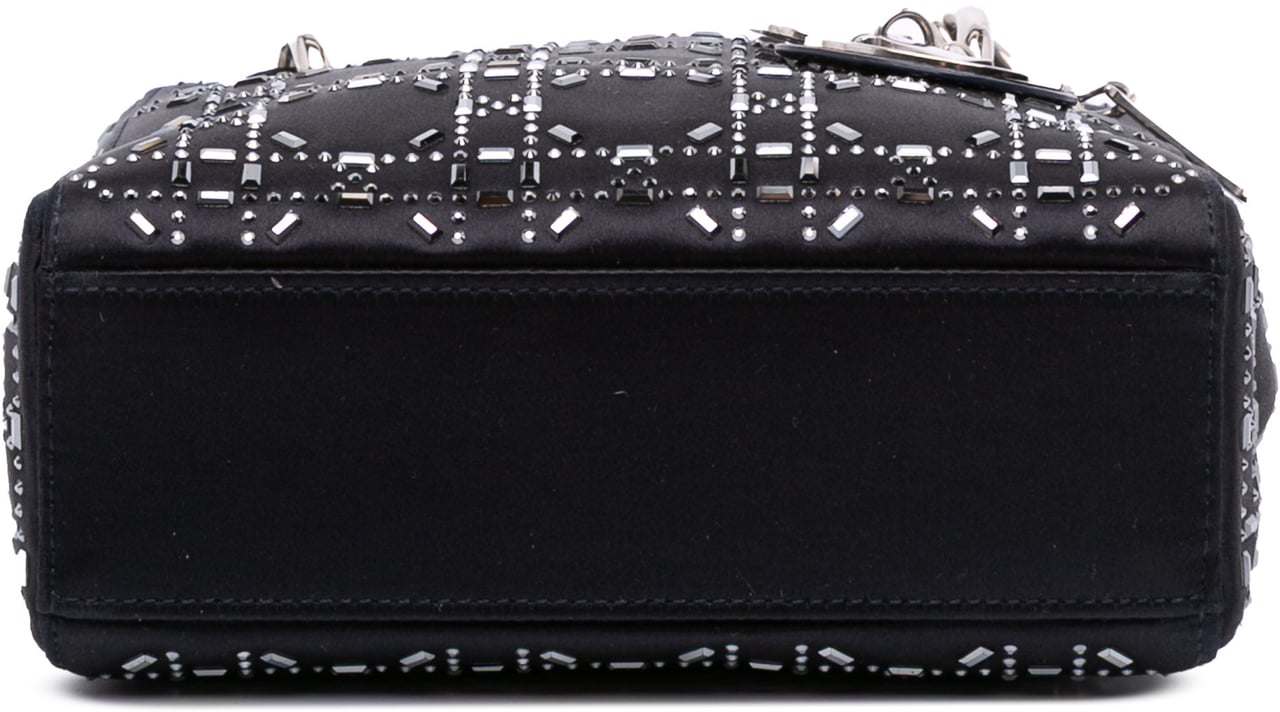 Dior Mini Satin Cannage Strass Crystal Embellished Lady Dior Zwart